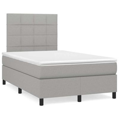 Boxspring met matras en LED stof lichtgrijs 120x190 cm