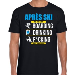 Apres ski t-shirt to do list snowboarden zwart heren - Wintersport shirt - Foute apres ski outfit