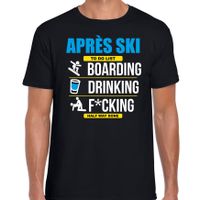 Apres ski t-shirt to do list snowboarden zwart heren - Wintersport shirt - Foute apres ski outfit - thumbnail