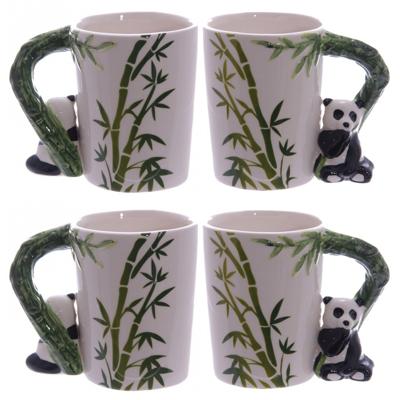 Puckator Koffiemok panda beer - 4x - met ornament - 280 ML - drinkbeker - dieren thema