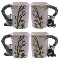 Puckator Koffiemok panda beer - 4x - met ornament - 280 ML - drinkbeker - dieren thema
