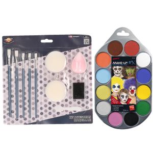 Smiffys kinder schminken set 12-kleuren basic met grimeer gereedschap 10-delig