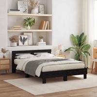 Bedframe met hoofdeinde Zwart eiken 140 x 190 cm Bewerkt hout
