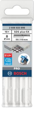 Bosch Accessoires PRO SDS plus-5X Hammer Drill Bit | 8 x 50 x 110 mm | 10 pcs - 2608833898