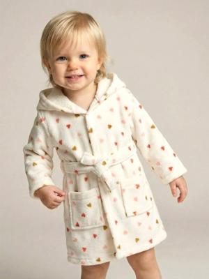 Badjas baby HART, met gerecycled katoen wit, bedrukt