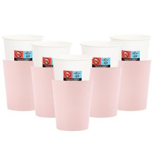 Feestbekers met hoesjes - 24x - baby roze - papier - 250ml