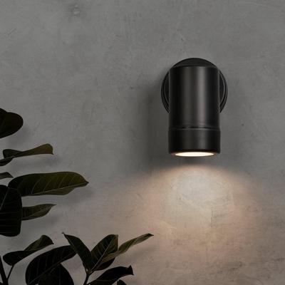 Otey - LED Wandlamp Zwart - GU10 4000K neutraal wit - 5 Watt 400 lumen - IP44 waterdicht voor binnen en buiten - Downlight - 3 jaar garantie - Polycarbonaat