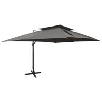 VidaXL Zwevende parasol met dubbele bovenkant antraciet 400x300 cm