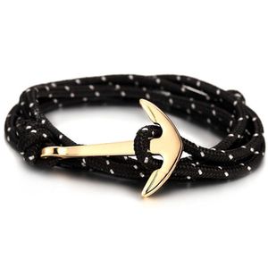 Gouden anker armband polyester koord