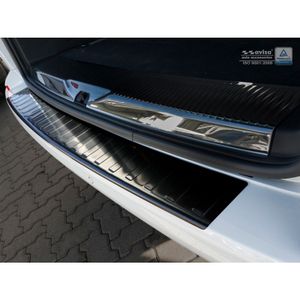 Zwart RVS Bumper beschermer passend voor Volkswagen Transporter T6 2015- (met achterklep) 'Ribs' AV245028