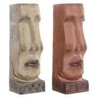 Grondlegger DKD Home Decor 16 x 17 x 49 cm Gezicht Beige Terra cotta Hars (2 Stuks)