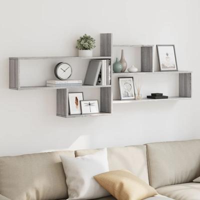 Wandschap 167,5x18x68 cm bewerkt hout grijs sonoma eikenkleurig