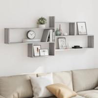 Wandschap 167,5x18x68 cm bewerkt hout grijs sonoma eikenkleurig