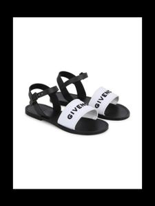 Givenchy Kids sandales en cuir à logo brodé - Noir