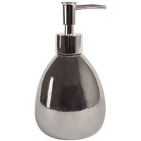 Zeeppompje/zeepdispenser Kymi - keramiek - zilver kleur - 9 x 16 cm - 260 ml