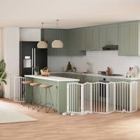 VidaXL Hondenhek inklapbaar met deur 9 panelen 450 cm populierhout wit