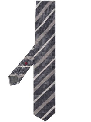 Brunello Cucinelli cravate en soie à rayures diagonales - Gris