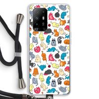 Kleurrijke katten: Oppo A94 5G Transparant Hoesje met koord