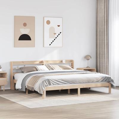 Bedframe met hoofdbord massief grenenhout 180x200 cm