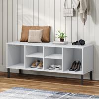 VidaXL Schoenenrek met metalen poten oslo 106x35x45 cm grenenhout wit