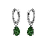 Karma Oorringen Hinged Hoops Zirconia Anna Emerald Green | Zilver