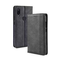 Magnetische sluiting Retro textuur horizontale Flip lederen Case voor de Xiaomi Redmi Note 7 met houder & kaartsleuven & portemonnee (zwart)