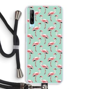 Flamingoprint groen: Huawei P Smart Pro Transparant Hoesje met koord