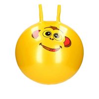 Skippybal met dieren gezicht geel 46 cm - thumbnail