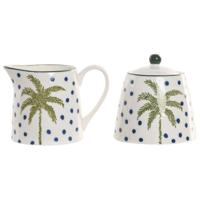 Melk- en Suikerpot Home ESPRIT Blauw Groen Porselein 11 X 7,6 X 7,8 CM 2 Onderdelen