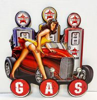 Pin Up Gasoline Car Metaal Bord 38 x 38 cm