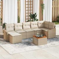 Tuinbankenset met opslag 8 pcs Beige en Crème poly rattan