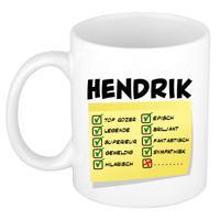 Naam mok Hendrik - wit - top gozer - keramiek - 300 ml - cadeau collega beker