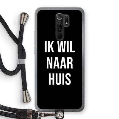 Ik wil naar huis - Zwart: Xiaomi Redmi 9 Transparant Hoesje met koord