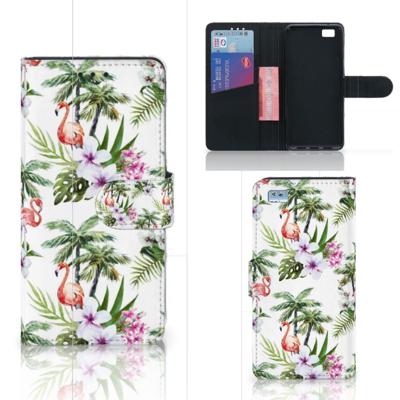 Huawei Ascend P8 Lite | Telefoonhoesje | Met pasjeshouder | Flamingo Palms