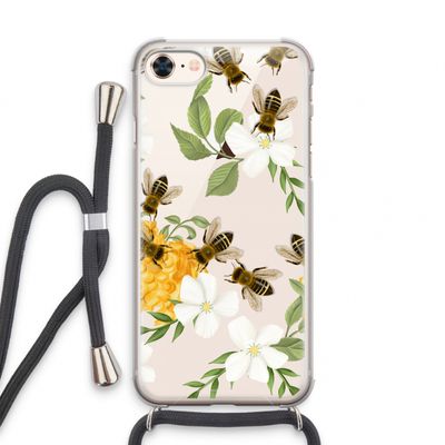 No flowers without bees: iPhone 7 Transparant Hoesje met koord