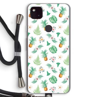 Ananas bladeren: Pixel 4a 5G Transparant Hoesje met koord
