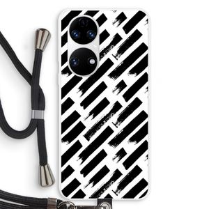 Zwarte vegen: Huawei P50 Transparant Hoesje met koord