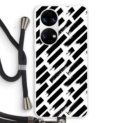 Zwarte vegen: Huawei P50 Transparant Hoesje met koord