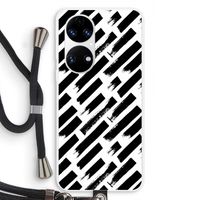 Zwarte vegen: Huawei P50 Transparant Hoesje met koord