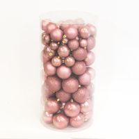 100 Onbreekbare kerstballen in koker mix fluweel roze - Decoris