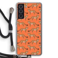 Cheetah: Samsung Galaxy S21 FE Transparant Hoesje met koord