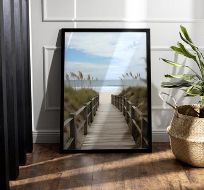 Winderig strand realistische fotoposter