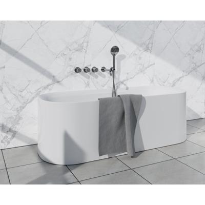 Fortifura Nebbio Badcombinatie-set - thermostaatkraan - wandaansluitbocht met handdouchehouder - metalen doucheslang - ronde handdouche - uitloop - chroom SW1183064 2x SW1183076 2x SW1183077 SW542643 SW767