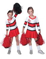 Cheerleader jurkjes rood met wit - thumbnail