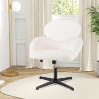 Vaste Bureaustoel Draaistoel in Hoogte Verstelbaar en Kantelfunctie Ergonomische Brede Zitting Elegante Bureaustoel Wit