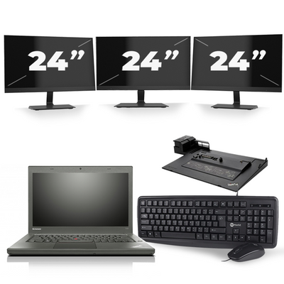 Lenovo ThinkPad T460 - Intel Core i5-6e Generatie - 14 inch - 8GB RAM - 256GB SSD - Windows 11 + 3x 24 inch Monitor