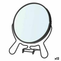 Vergrotende Spiegel Zwart Ijzer 13 x 15,3 x 1,5 cm (12 Stuks)
