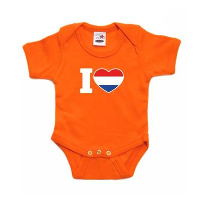Oranje rompertje - I love Holland - voor baby - oranje babykleding - kraamcadeau