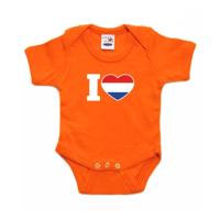 Oranje rompertje - I love Holland - voor baby - oranje babykleding - kraamcadeau