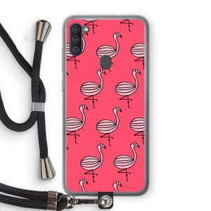 Flamingo: Samsung Galaxy A11 Transparant Hoesje met koord
